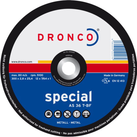 Disque à tronçonner DRONCO AS 36 T-BF 300 x 2,8 mm pour machines stationnaires 2,4 kW