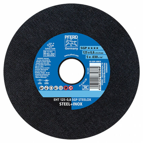 Disque à tronçonner EHT 125x0,8x22,23mm droit SGP STEELOX pour acier/acier inoxydable PFERD