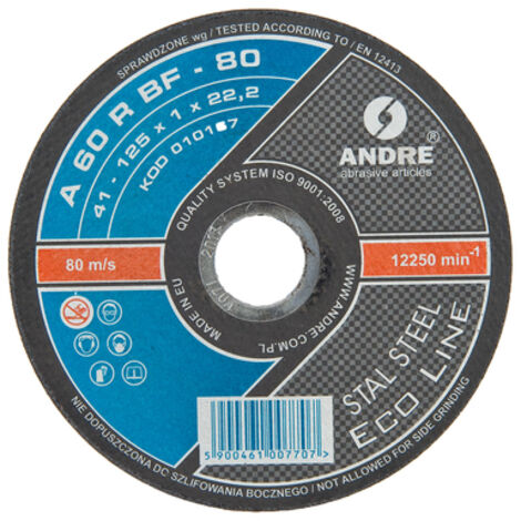 Disque à tronçonner en acier 125 x 1 x 22 mm 62740125122 401 25 122