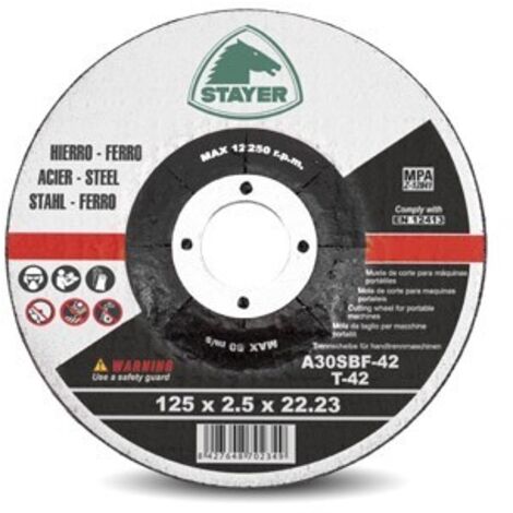 DISQUE À TRONÇONNER EN FER STANDARD Ø 125 X 3 X 22 MM - 50. 341/8110.10