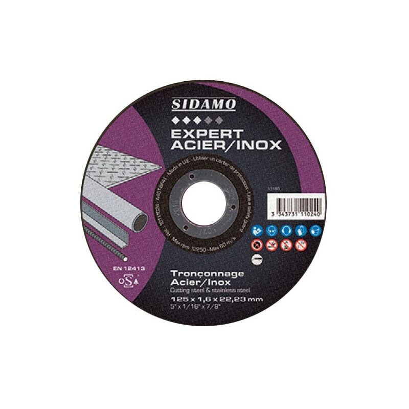 Sidamo - Disque à tronçonner expert acier inox d. 230 x 2 x Al. 22,23 mm - Acier, Inox - 10111027