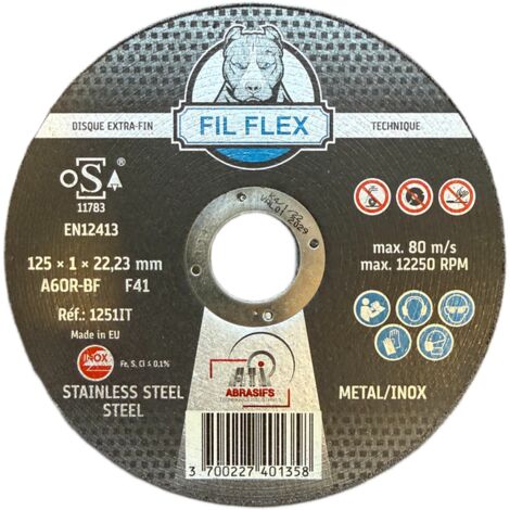 DISQUE A TRONCONNER EXTRA-FIN INOX 125x1x22 - FIL FLEX