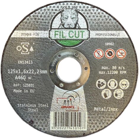 DISQUE A TRONCONNER EXTRA FIN METAL/INOX 125X1,6X22 FIL CUT