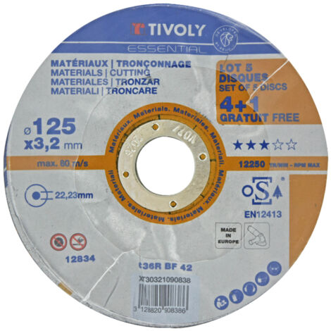 Disque à tronçonner -Gamme Économique -Pour matériaux / Ø: 125 / Ep: 3.2 TIVOLY - XT30321090838