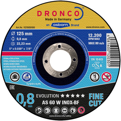 Disque à tronçonner inox AS 60 W 0,8mm - DRONCO - 1121000100