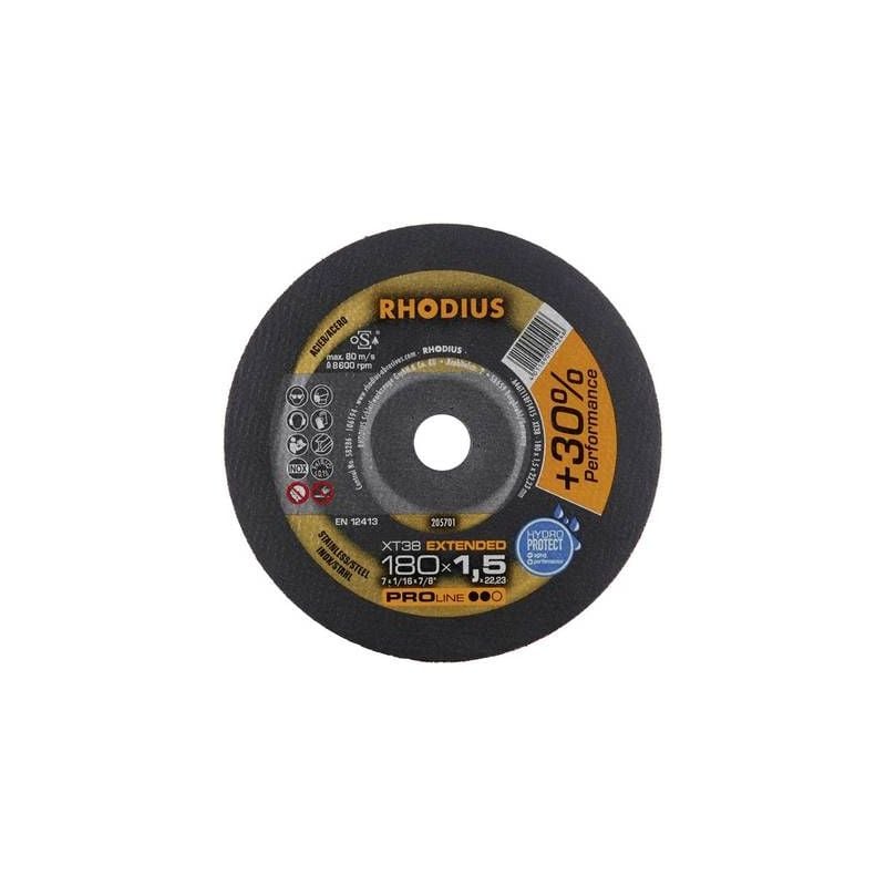 Disque à tronçonner droit Rhodius XT38 205701 180 mm 22.23 mm 1 pc(s)