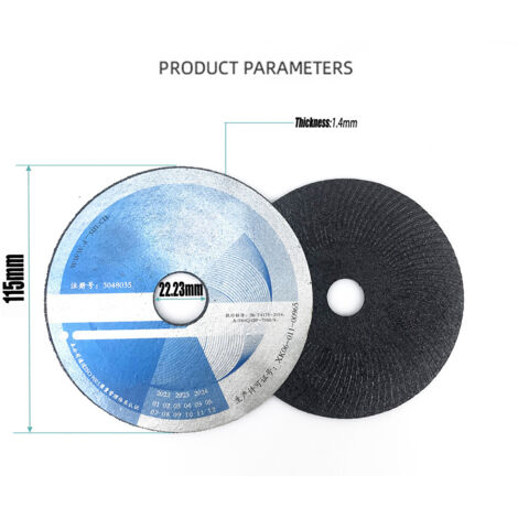 Disque à tronçonner les métaux, meuleuse d'angle, disque à meuler en acier inoxydable, disque à polir, diamètre extérieur 115 mm, diamètre intérieur 22,23 mm.