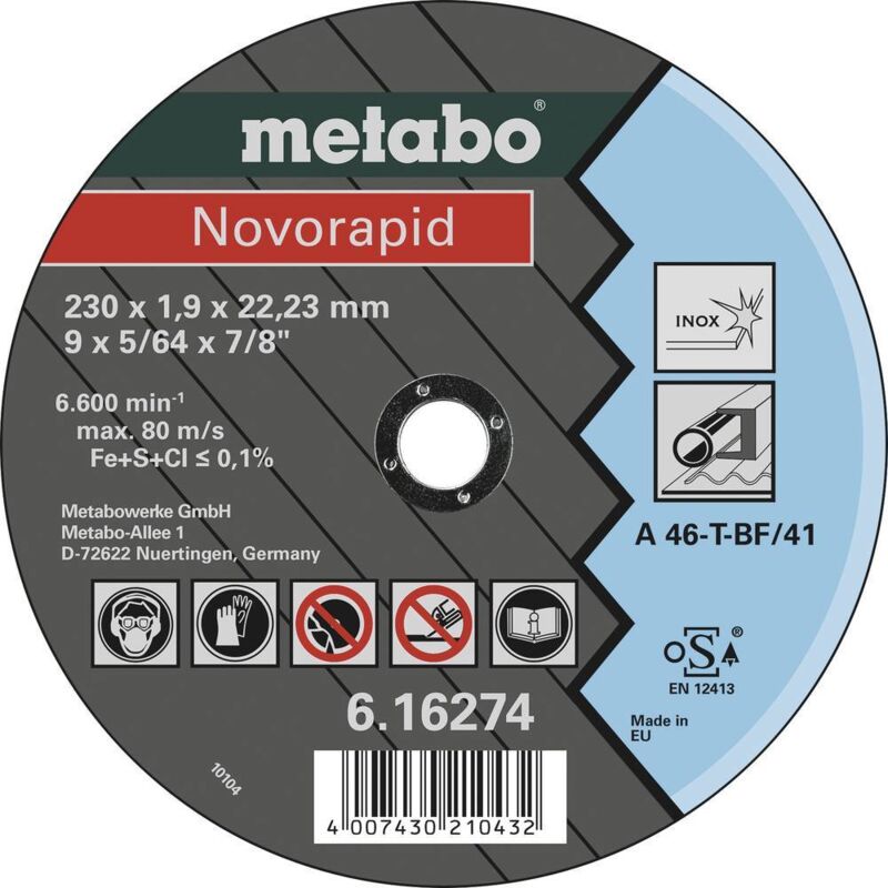 Metabo Novorapid 616274000 Disque à tronçonner 230 mm 25 pc métal
