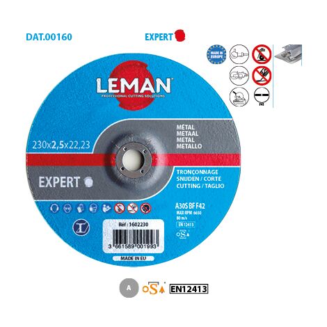 Disque de tronçonnage Métal - Leman SA - Corindon - Plat - ø300mm - Ep. 3,8mm