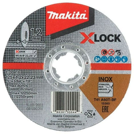 Disque à Tronçonner Métal/Inox Ø125 mm X-LOCK - MAKITA E-00418