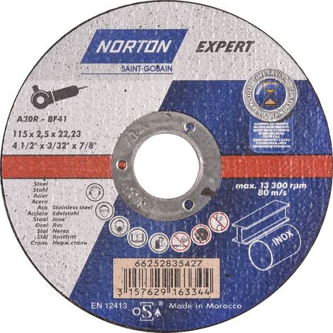 Disque meuleuse Decap Extrem matériaux Ø125mm Norton - Grain36