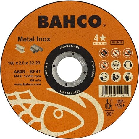 Disque à tronçonner pour acier inoxydable et métal Bahco 3911-180-T41-IM