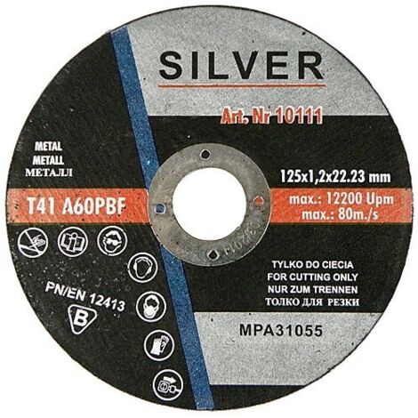 Disque à tronçonner pour métaux 125 x 1,0 x 22,2 mm