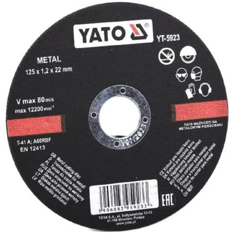 Disque à tronçonner pour métaux YATO 125 x 1,2 x 22 mm 5923