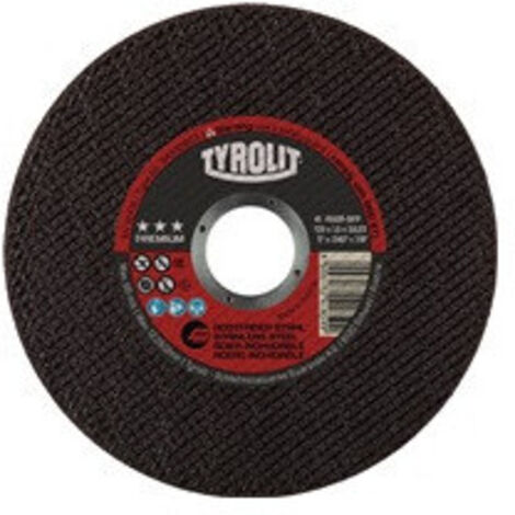 Disque à tronçonner Premium moyeu plat coupe inox diamètre 125 mm épaisseur 0.75 mm alésage 22.2 mm - TYROLIT SA