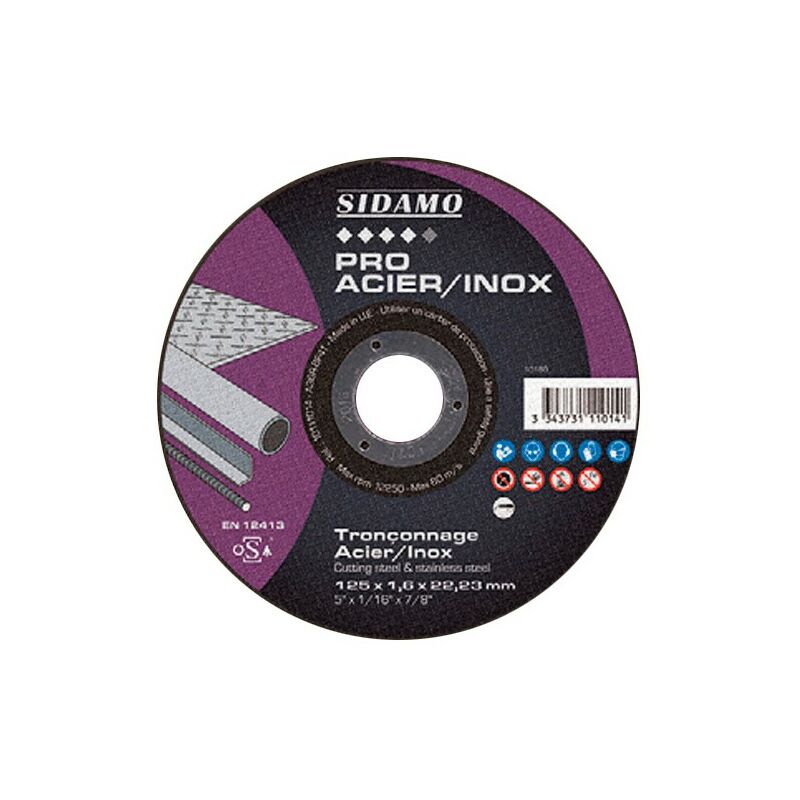 Sidamo - Disque à tronçonner pro acier inox d. 230 x 2 x Al. 22,23 mm - Acier, Inox - 10111015
