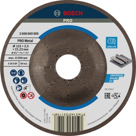 Disque à tronçonner PRO Metal Bosch 115 x 2,5 x 22,23 mm - 2608600005