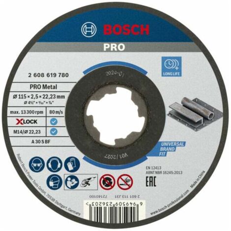 Disque à tronçonner PRO Metal X-Lock Bosch 115 x 2,5 x 22,23 mm - 2608619780