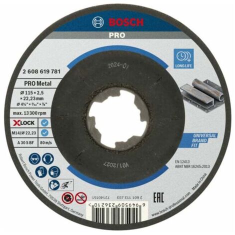 Disque à tronçonner PRO Metal X-Lock Bosch 115 x 2,5 x 22,23 mm - 2608619781