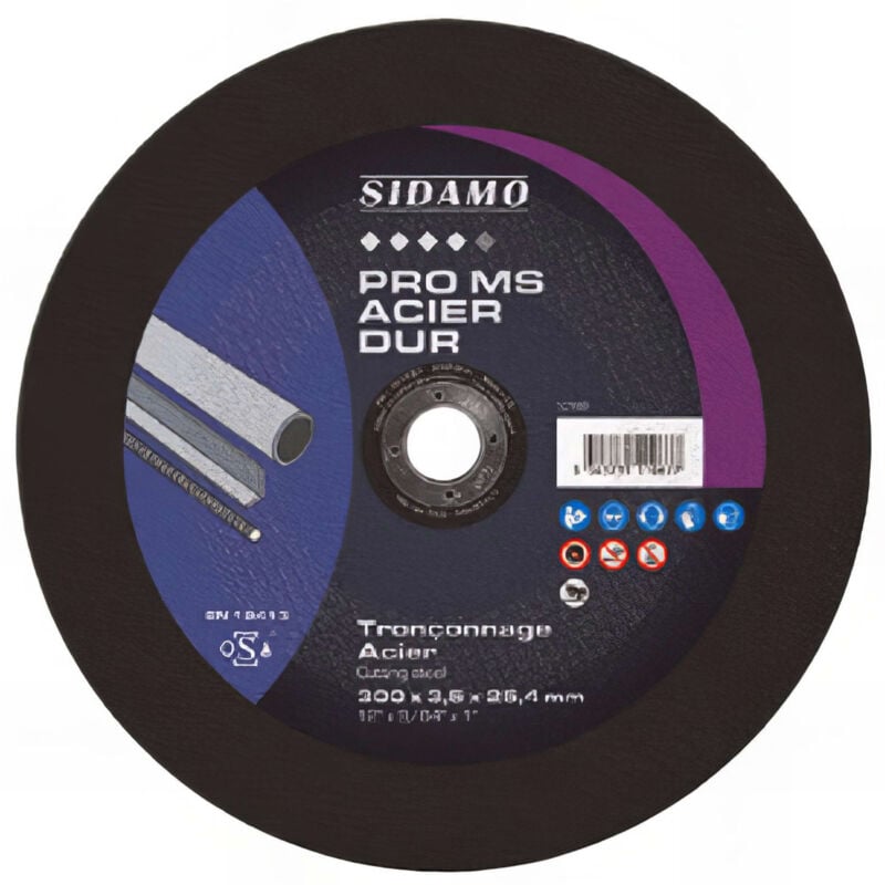 Disque à tronçonner PRO MS ACIER DUR D. 300 x 3,5 x Al. 25,4 mm - Acier, métaux ferreux - 10111067 - Sidamo