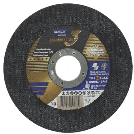 Disque à tronçonner Quantum 3 Norton - 125 - 1 - 22,23 - 41-plat