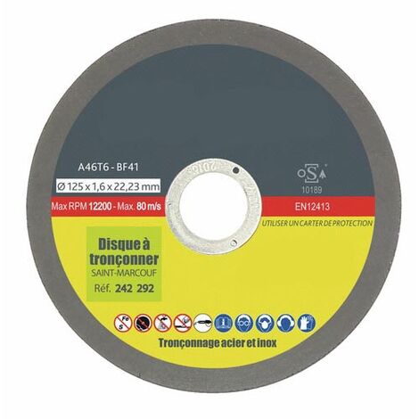 Disque à tronçonner Saint-Marcouf P-Pro pour acier/inox Ø125mm ep 1,6mm - boîte de 25