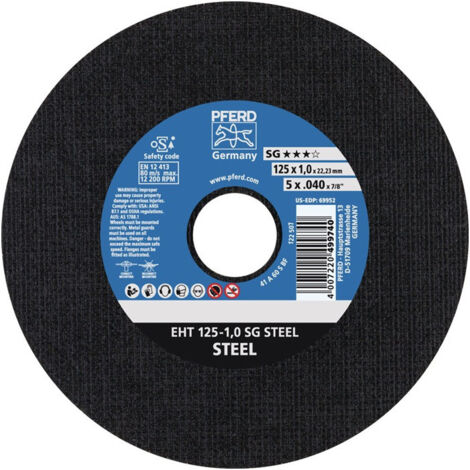 Disque à tronçonner SG STEEL D125x2.4 mm droit acier perçage 22.23 mm PFERD (Par 25)