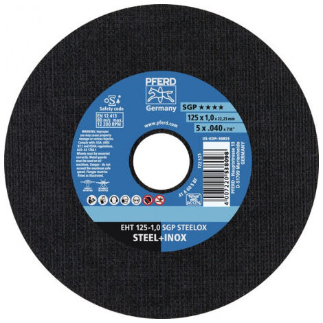 Disque à tronçonner SGP STEELOX D125x0.8 mm droit INOX perçage 22.23 mm PFERD (Par 25)