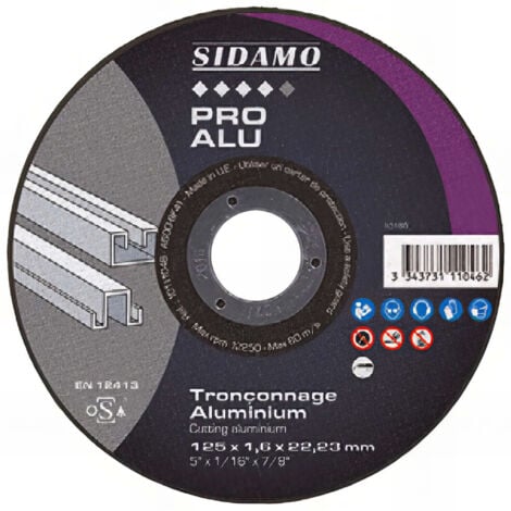 Disque à tronçonner Sidamo PRO ALU D. 125 x 1 x Al. 22,23 mm - Aluminium