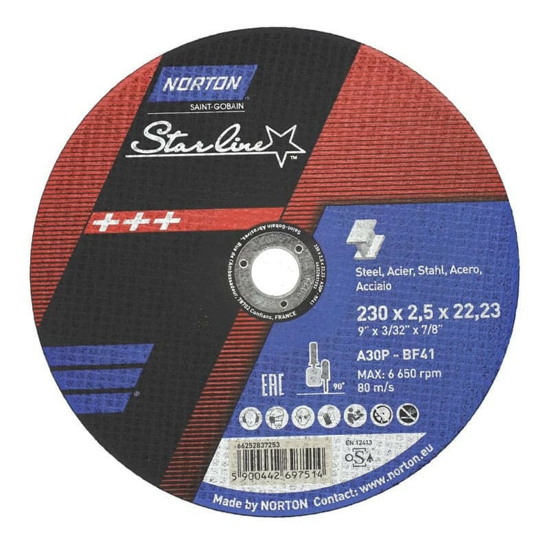 Saint Gobain - Disque à tronçonner starline Ø230x2.5x22.23 mm pour acier et inox - norton 66252837253
