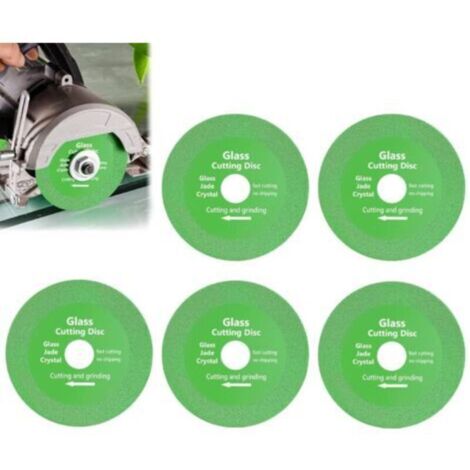Disque à Tronçonner Verre, 5PCS Disque Diamant, Meuleuse Angle à Lame Diamantée pour Couper et Polir Carreaux de Verre, Jade, Cristal, Bouteilles de Vin, Céramique, Carreaux (Vert)