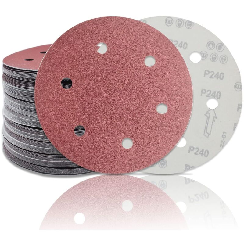 Disque abrasif 225 mm Disque de Ponçage 1000 Grain 100 pièces pour les ponceuses à long col, les meuleuses de cloison sèche de 6 trous Ronds Papier
