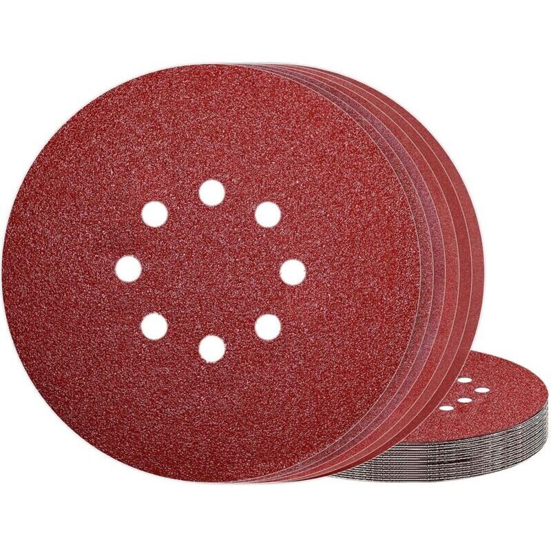 Image of Disque Abrasif 225 mm Grain 40 pour Ponceuse Murale 8 Trous Lot de 50 Pièces