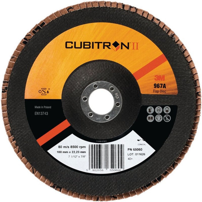 Disque à lamelles Cubitron™ II 967A D. 125 mm granulation 80 conique INOX grain (Par 10)