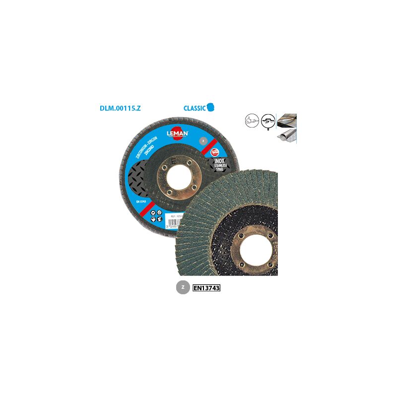 Disques à lamelles zirc. pour métal Classic ø 115 Grain 40 Alésage 22,23mm Bombé - Boîte de 10