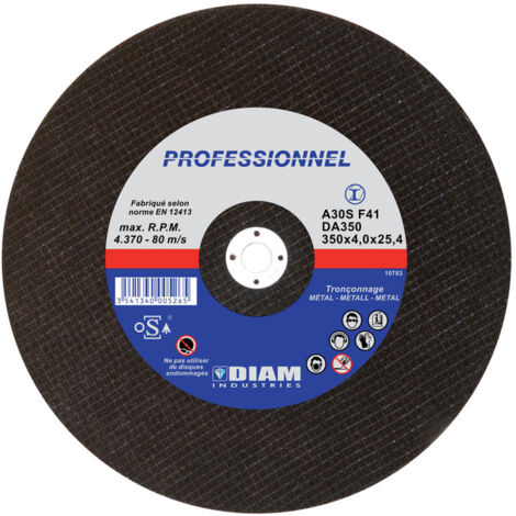 DISQUE ABRASIF ACIER Ø350 X 4 X 20 DIAM INDUSTRIE - DA350/20