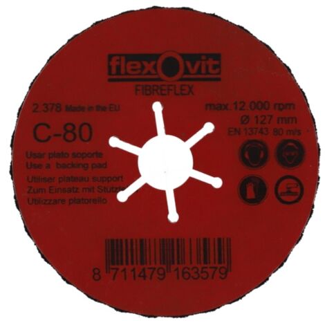Disque abrasif appliqué FIBREFLEX - Ø125 mm - Grain 80 - FLEXOVIT