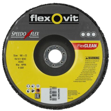 Disque abrasif appliqué Rapid Strip FlexCLEAN - Ø 180 mm - Grain 2 (gros) - FLEXOVIT