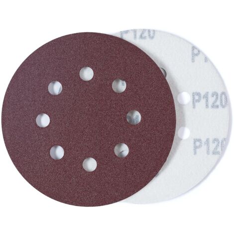 Disque abrasif auto-agrippant 5" grain 120, 8 trous - Lot de 20 pour ponceuse orbitale