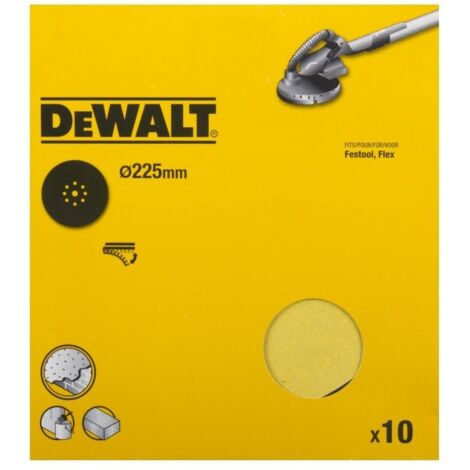 Disque abrasif auto-agrippant DEWALT, 225 mm de diamètre, K80