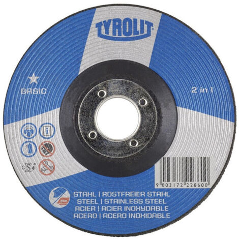 Disque abrasif BASIC D178xS8mm grain 30 serti 2en1 alésage 22,23mm TYROLIT (Par 10)