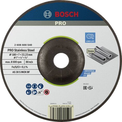 Disque abrasif coudé Bosch Expert pour Inox AS 30 S INOX BF 180 mm 22,23 mm 6 mm 10 pièces