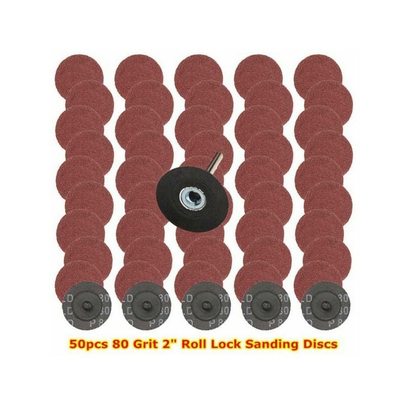Disque abrasif de ponceuse, Disques de Ponçage 50 Pièces, Disques Abrasifs de 50mm, Papier de Verre, Grain 80 pour Polissage, Dérouillage