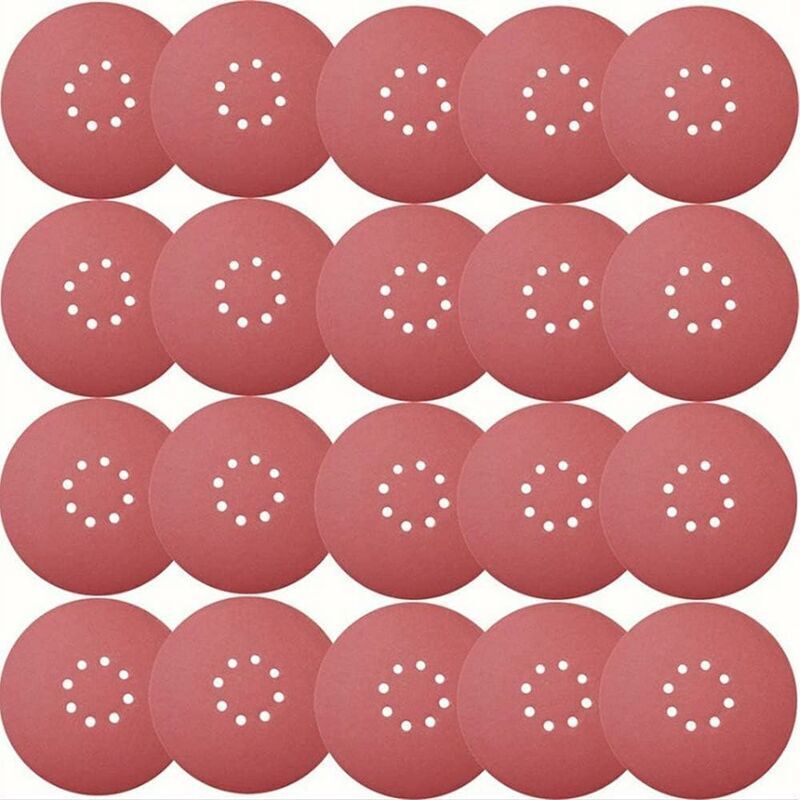 Simplicity - Disque de Ponçage 30pcs Disques Abrasifs,Disques abrasifs Diamètre 225 mm Grain5X PP40/60/100/120/180/240 8trous en rouge Papier abrasif