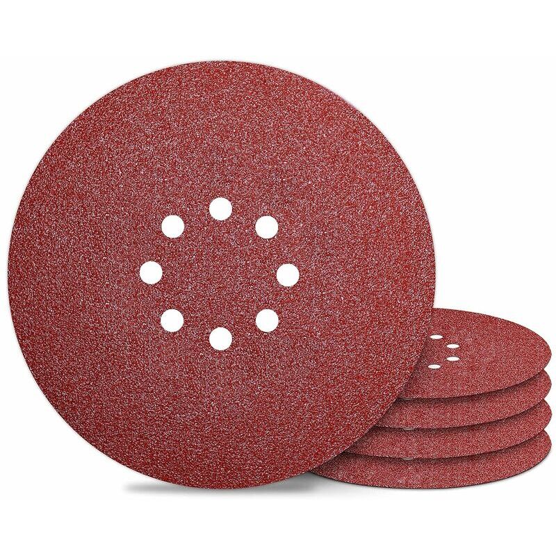 Disque abrasif de ponceuse Disque Ponçage 225 mm Disques Abrasif 8 Trous Grain 180 pour Ponceuse Murale Papier Abrasifs 50 PCS