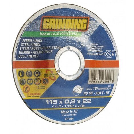 Disque Abrasif Par Inox/Ferro Diam. 125 X 1,6 Meulage