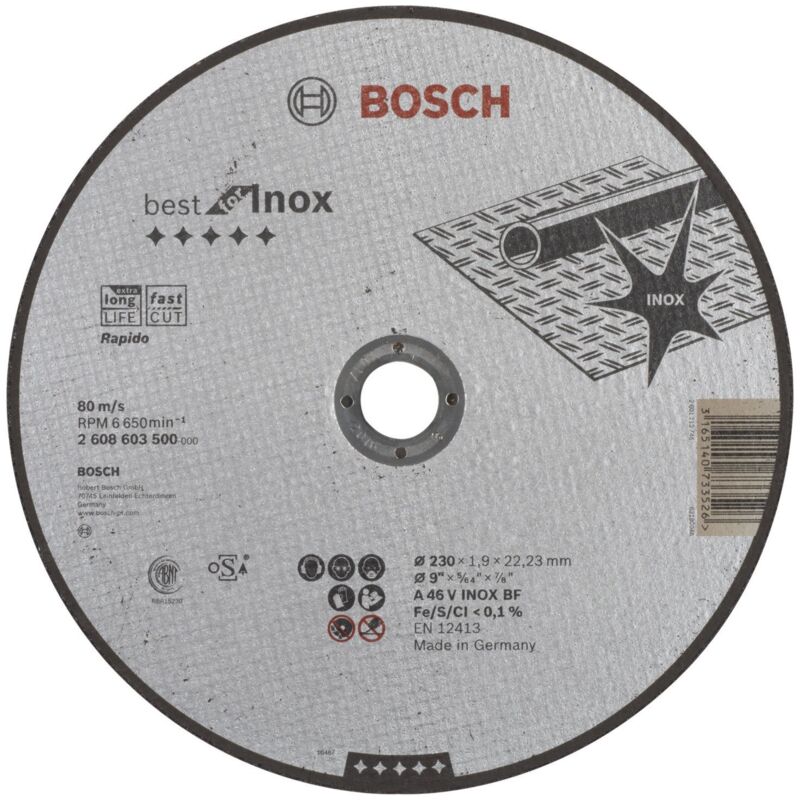 Disque à tronçonner BOSCH Spécial inox 230x1.9 MM