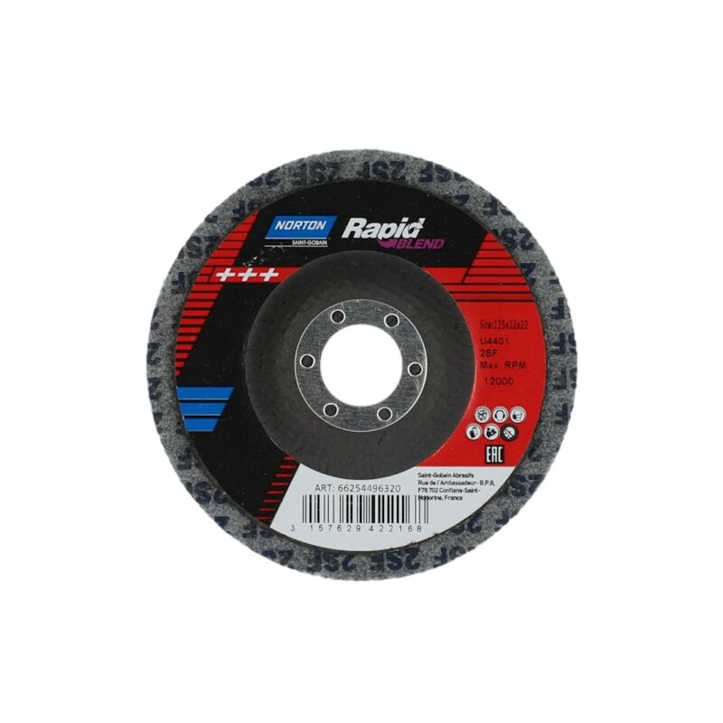 FP - Disque abrasif appliqué rapid blend - Ø125 mm - Grain 4 (fin) - norton