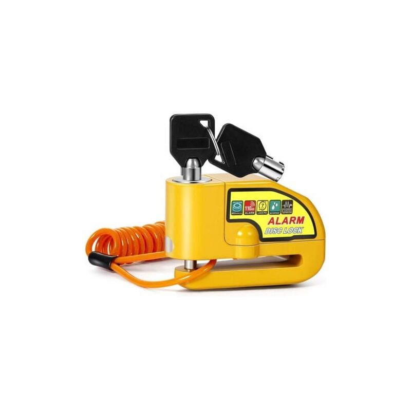 Gabrielle - Disque d'alarme antivol moto antivol disque scooter avec alarme 110dB, 2 clés, câble antivol 1,2 m, 1 sac, disque d'alarme