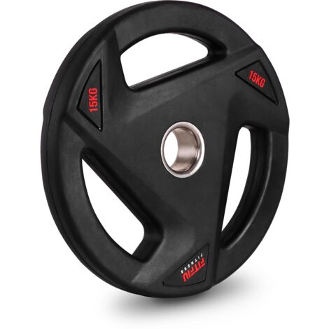 Disque de 15kg pour la musculation, le cross training et la musculation DISK-1500 diamètre intérieur 51mm, acier et caoutchouc, disque olympique - FITFIU Fitness